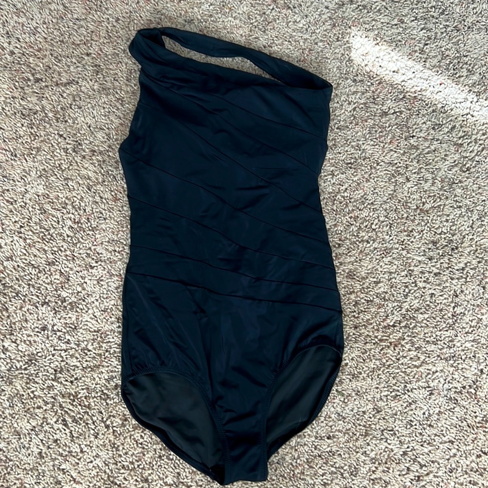 Kiava Swim Black Asymmetrical Black Bathing Suit Small